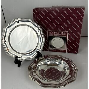Silver Plate Sheridan English Style Bowl & Plate Candy Mint 4.5x 4.5" New Boxed